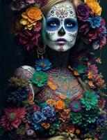 Pretty woman with make up day of the dead photo