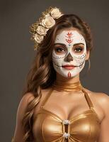 Pretty woman with make up day of the dead photo