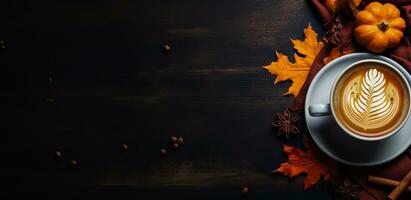 condimentado calabaza latté antecedentes con vacío espacio para texto foto