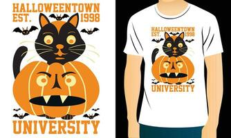 Halloween est 1998 University  typography vector t-shirt Design. Perfect for print items and bag, banner, sticker, template. Handwritten vector illustration. Isolated on black background.