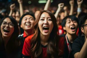 sur coreano fútbol americano aficionados celebrando un victoria foto