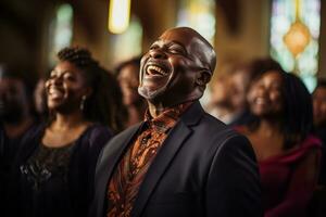 In a church Christian gospel singers offering praise photo
