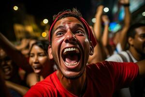 Panamanian football fans celebrating a victory photo