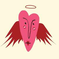 Funny quirky strange valentine heart with a wings vector