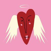 Funny quirky strange valentine heart with a wings vector