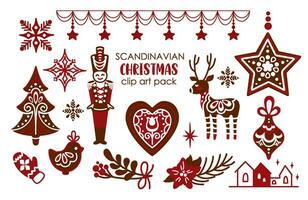 Christmas set illustration on scandinavian style. Set. vector