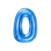 O font alphabet with y2k liquid sea blue chrome effect png