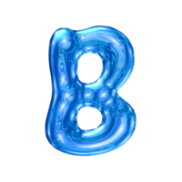 B font alfabeto con y2k liquido mare blu cromo effetto png