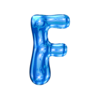 f doopvont alfabet met y2k vloeistof zee blauw chroom effect png