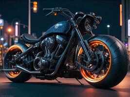 Conceptual design of A custom motorcycle isolated on various background photo
