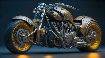 Conceptual design of A custom motorcycle isolated on various background photo