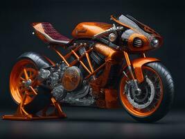 Conceptual design of A custom motorcycle isolated on various background photo