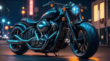 Conceptual design of A custom motorcycle isolated on various background photo