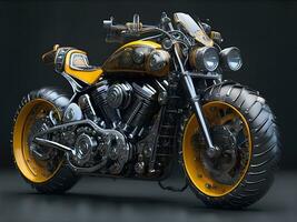 Conceptual design of A custom motorcycle isolated on various background photo