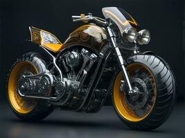 Conceptual design of A custom motorcycle isolated on various background photo