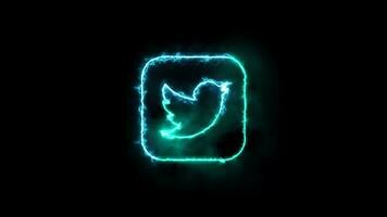 Social Media with neon effect on black background