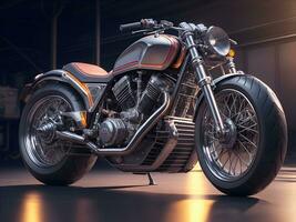 Conceptual design of A custom motorcycle isolated on various background photo