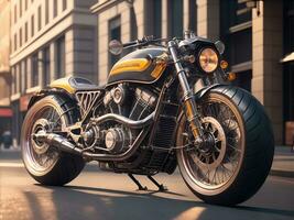 Conceptual design of A custom motorcycle isolated on various background photo