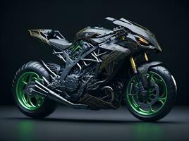 Conceptual design of A custom motorcycle isolated on various background photo