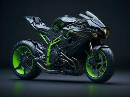 Conceptual design of A custom motorcycle isolated on various background photo