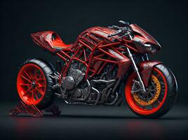 Conceptual design of A custom motorcycle isolated on various background photo