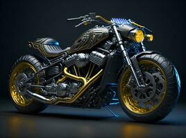 Conceptual design of A custom motorcycle isolated on various background photo