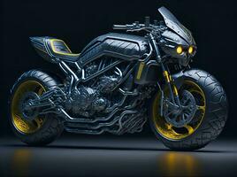 Conceptual design of A custom motorcycle isolated on various background photo