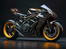 Conceptual design of A custom motorcycle isolated on various background photo