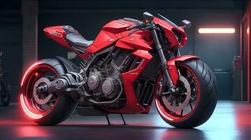 Conceptual design of A custom motorcycle isolated on various background photo