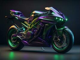 Conceptual design of A custom motorcycle isolated on various background photo