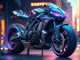 Conceptual design of A custom motorcycle isolated on various background photo