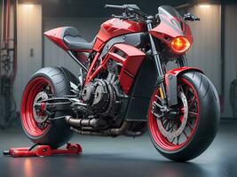 Conceptual design of A custom motorcycle isolated on various background photo