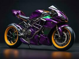 Conceptual design of A custom motorcycle isolated on various background photo