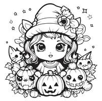 cute halloween coloring page vector