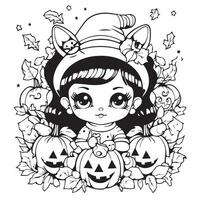 cute halloween coloring page vector
