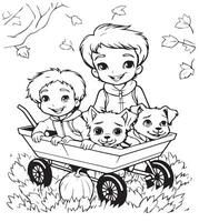 fall halloween coloring page vector