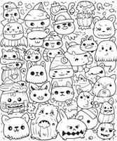 kawaii dark  halloween coloring vector