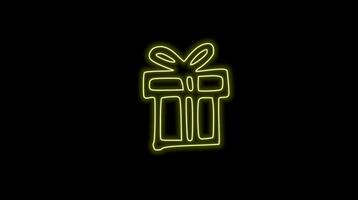 Neon- Weihnachten Dekoration auf schwarz Hintergrund video