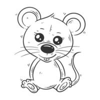 Cute rat design sitting for coloring vector