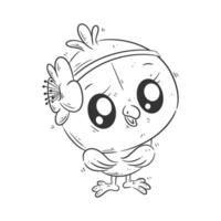 Cute bird design wearing a headband for coloring vector