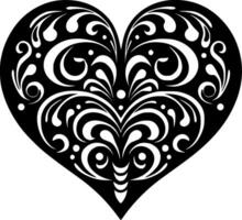 corazón - negro y blanco aislado icono - vector ilustración