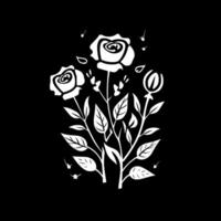 Flowers - Black and White Isolated Icon - Vector illustration