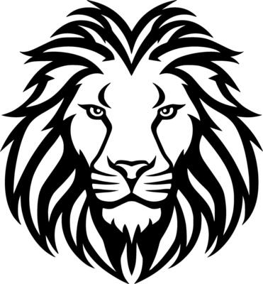 Lion, Black and White Vector illustration