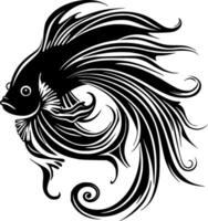 pescado - negro y blanco aislado icono - vector ilustración