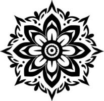 mandala - negro y blanco aislado icono - vector ilustración