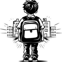 Back To School - Black and White Isolated Icon - Vector illustration