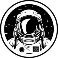 astronauta - negro y blanco aislado icono - vector ilustración