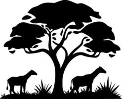 Africa, Black and White Vector illustration