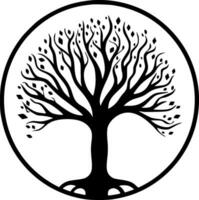 árbol - negro y blanco aislado icono - vector ilustración