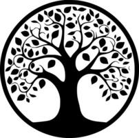 árbol - negro y blanco aislado icono - vector ilustración